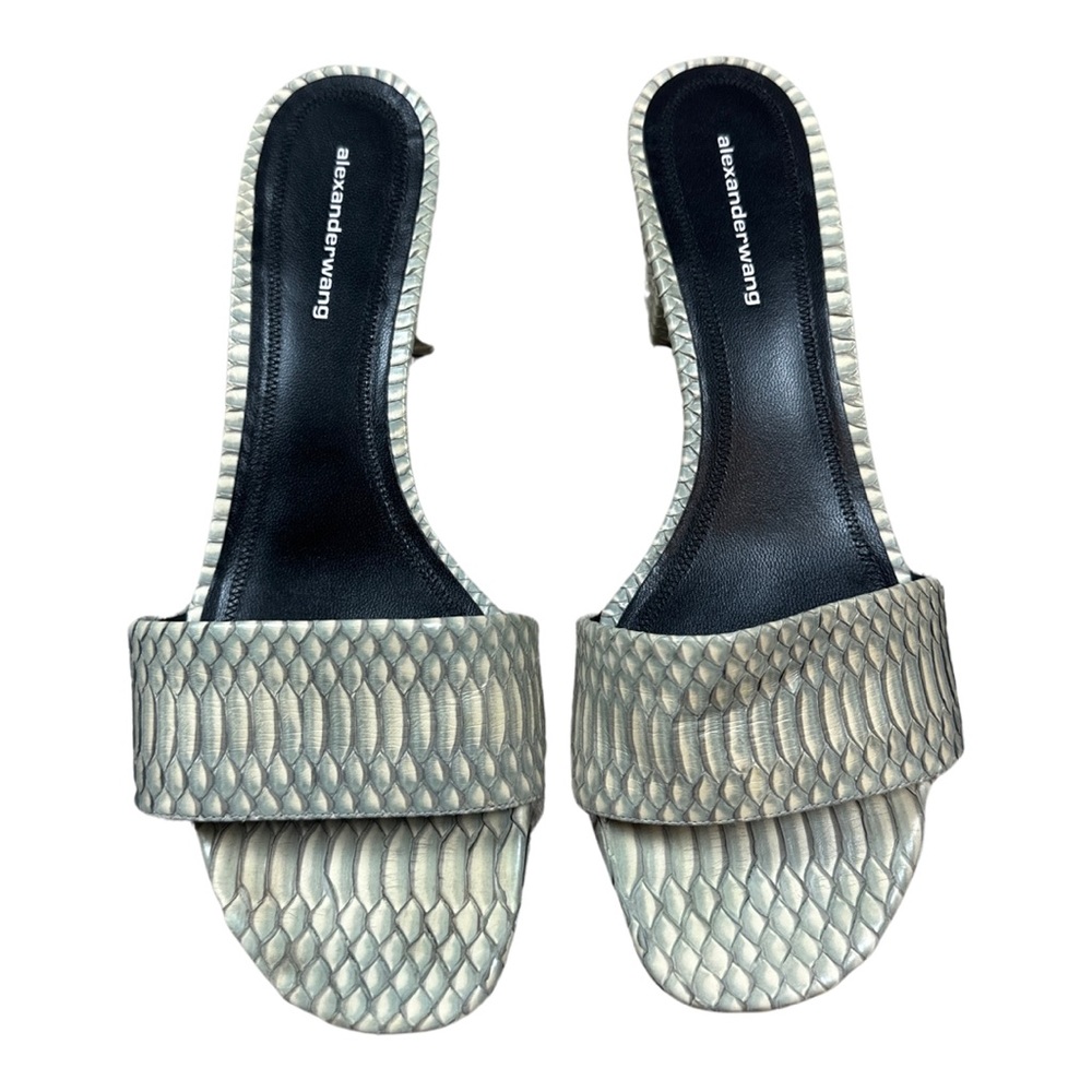 Alexander Wang Snakeskin Embossed Leather Block Heel Sandals Size 10